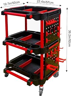 DWSFADA 3-Tier Car Detailing Cart with Wheels