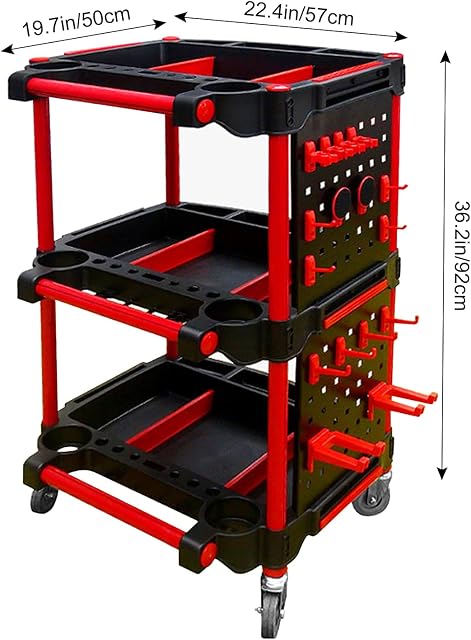 DWSFADA 3-Tier Car Detailing Cart with Wheels
