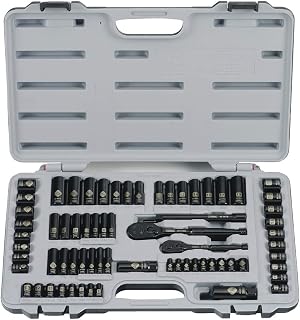 STANLEY Mechanics Tool Set, SAE, 1/4 in. & 3/8 in Drive, 69 Piece, Black Chrome (92-824)