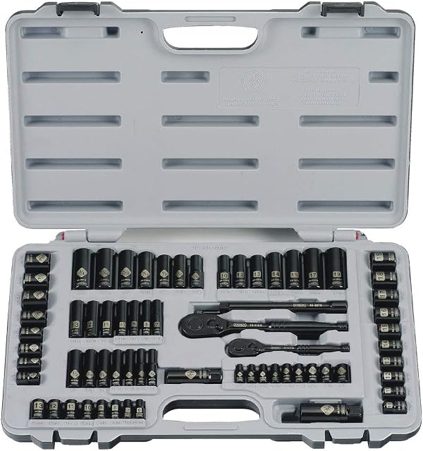 STANLEY Mechanics Tool Set, SAE, 1/4 in. & 3/8 in Drive, 69 Piece, Black Chrome (92-824)