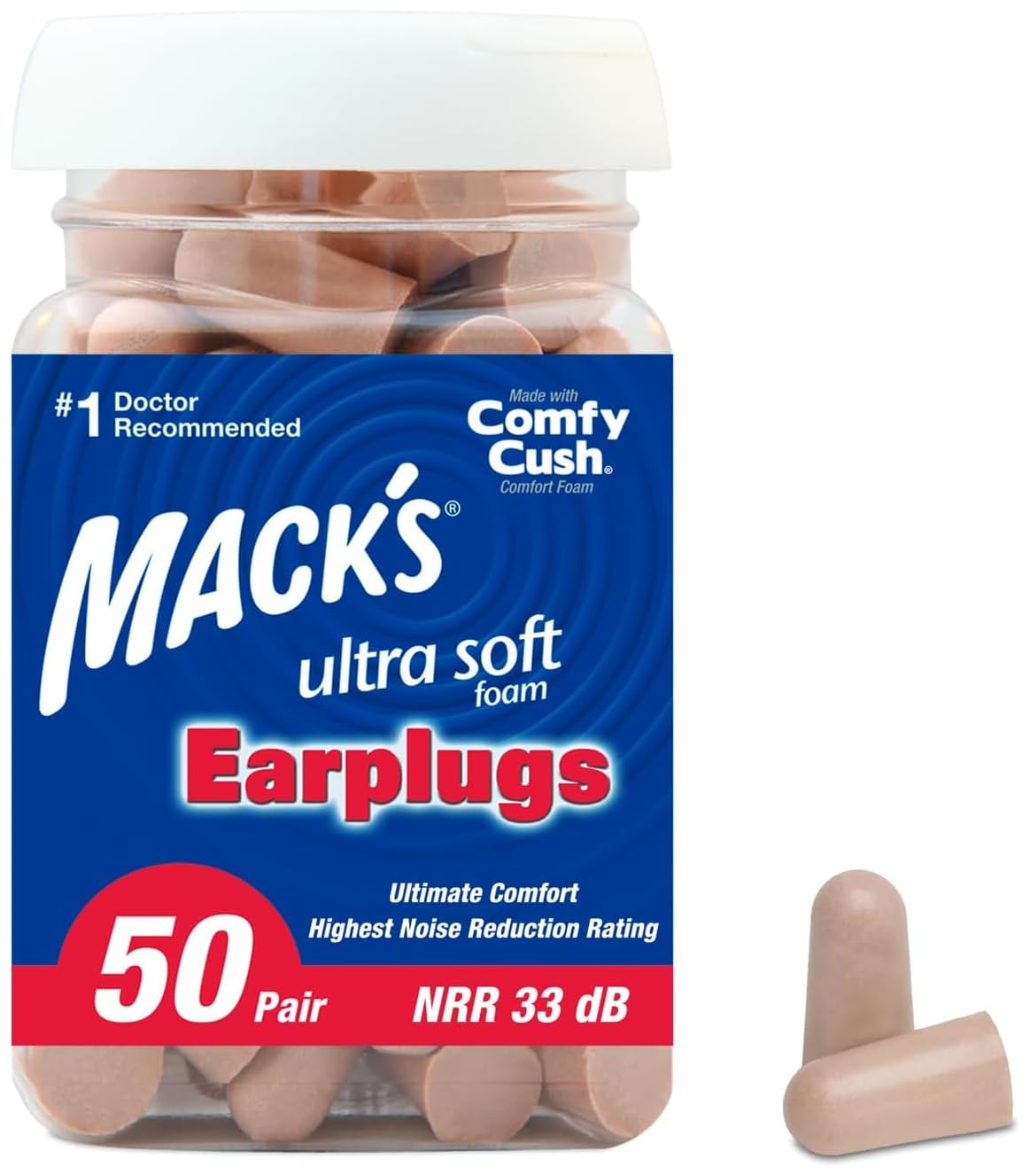 Mack's Ultra Soft Foam Earplugs (50-Pair Jar)