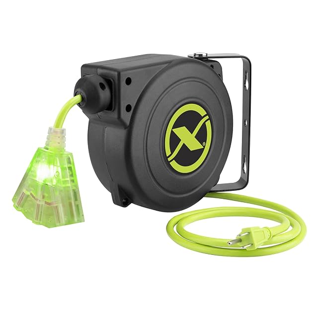 Flexzilla Retractable Extension Cord Reel, 16/3 AWG, 25 ft, ZillaGreen