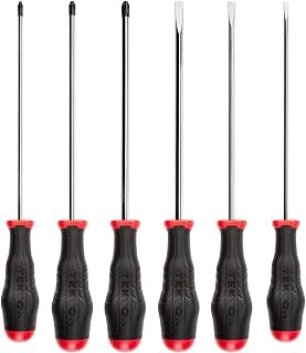 Tekton DRV43017 Long High-Torque Screwdriver Set, 6-Piece (#1-#3 Phillips, 3/16-5/16 in. Slotted)