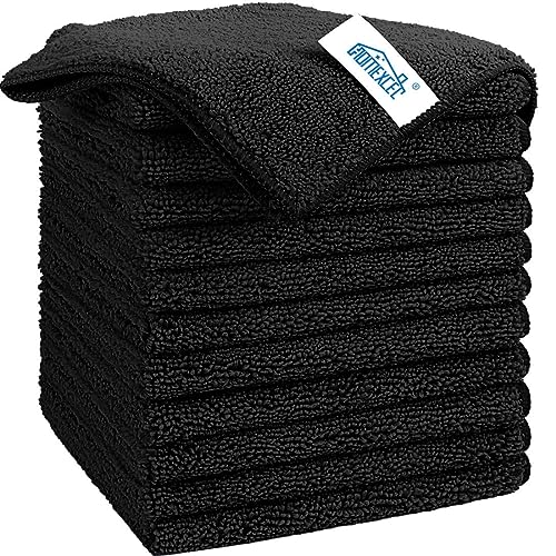 HOMEXCEL Black Microfiber Cleaning Cloth (12-Pack)