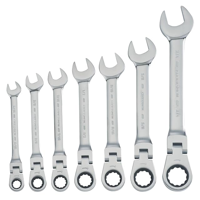 CRAFTSMAN CMMT87010 7-Piece SAE Flex Reversible 72-Tooth Ratchet Wrench Set