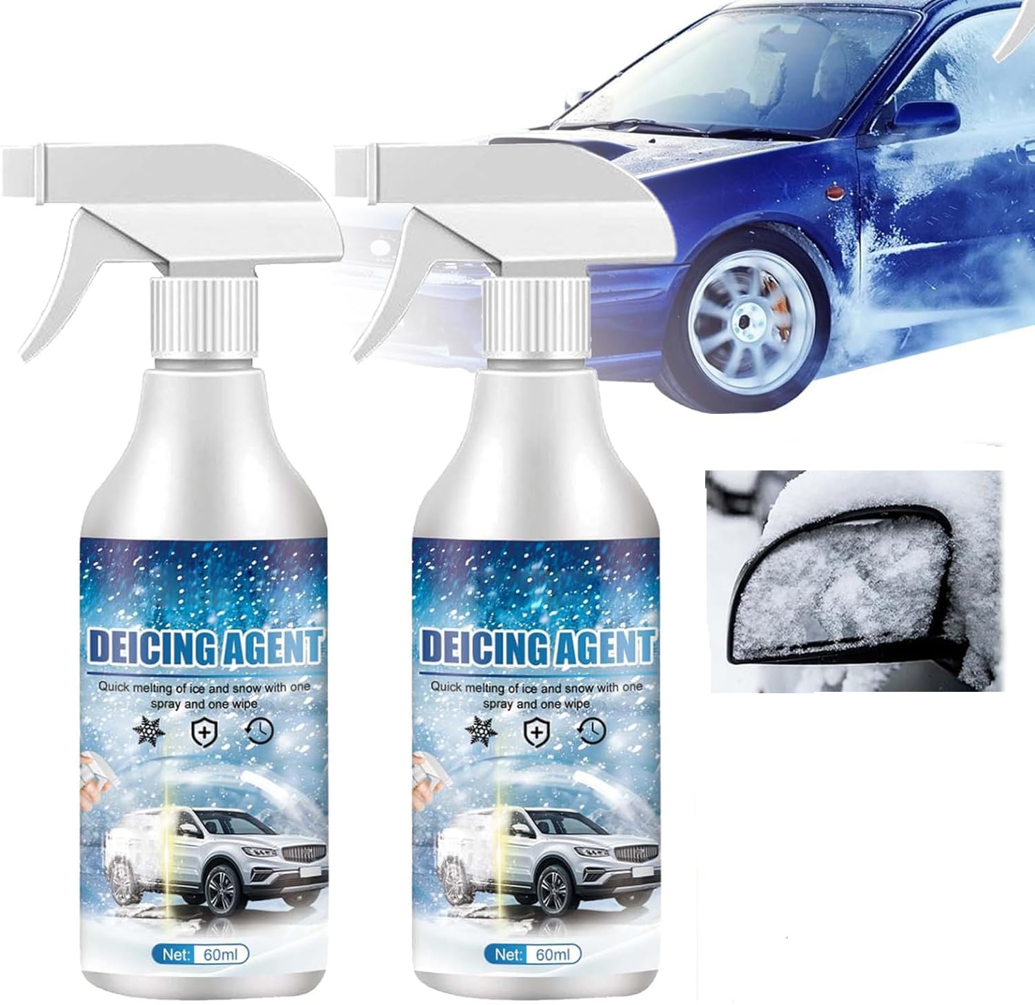 iekufes De-Icer for Car Windshield Defroster, 60ml (2-pack)