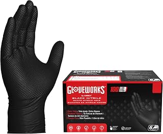 AMMEX Gloveworks HD Industrial Black Nitrile Gloves