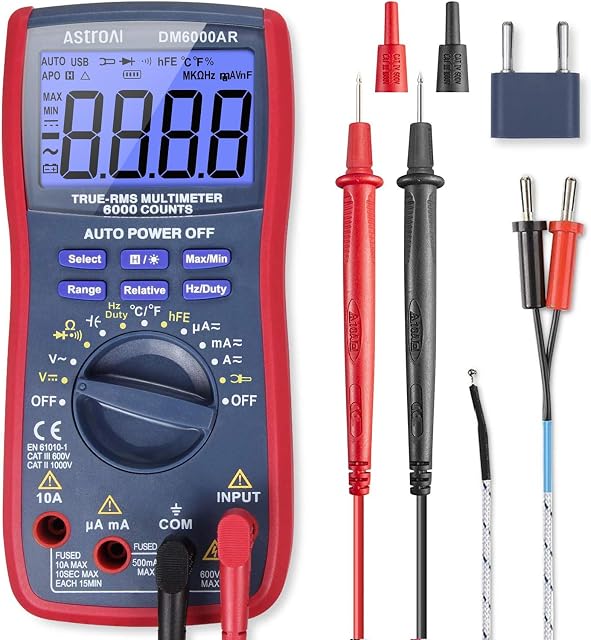 AstroAI Digital Multimeter TRMS 6000 Counts (DM6000AR)