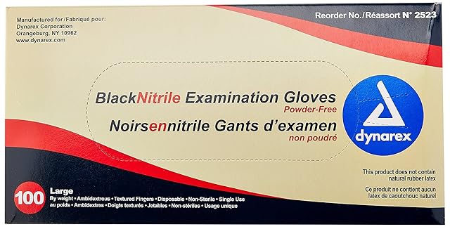 Dynarex Safe-Touch Black Nitrile Exam Gloves