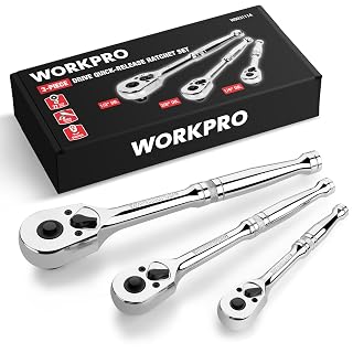 WORKPRO WORKPRO 3-Piece Ratchet Set (1/4", 3/8", 1/2" Drive, 72-Tooth, EVA Storage)