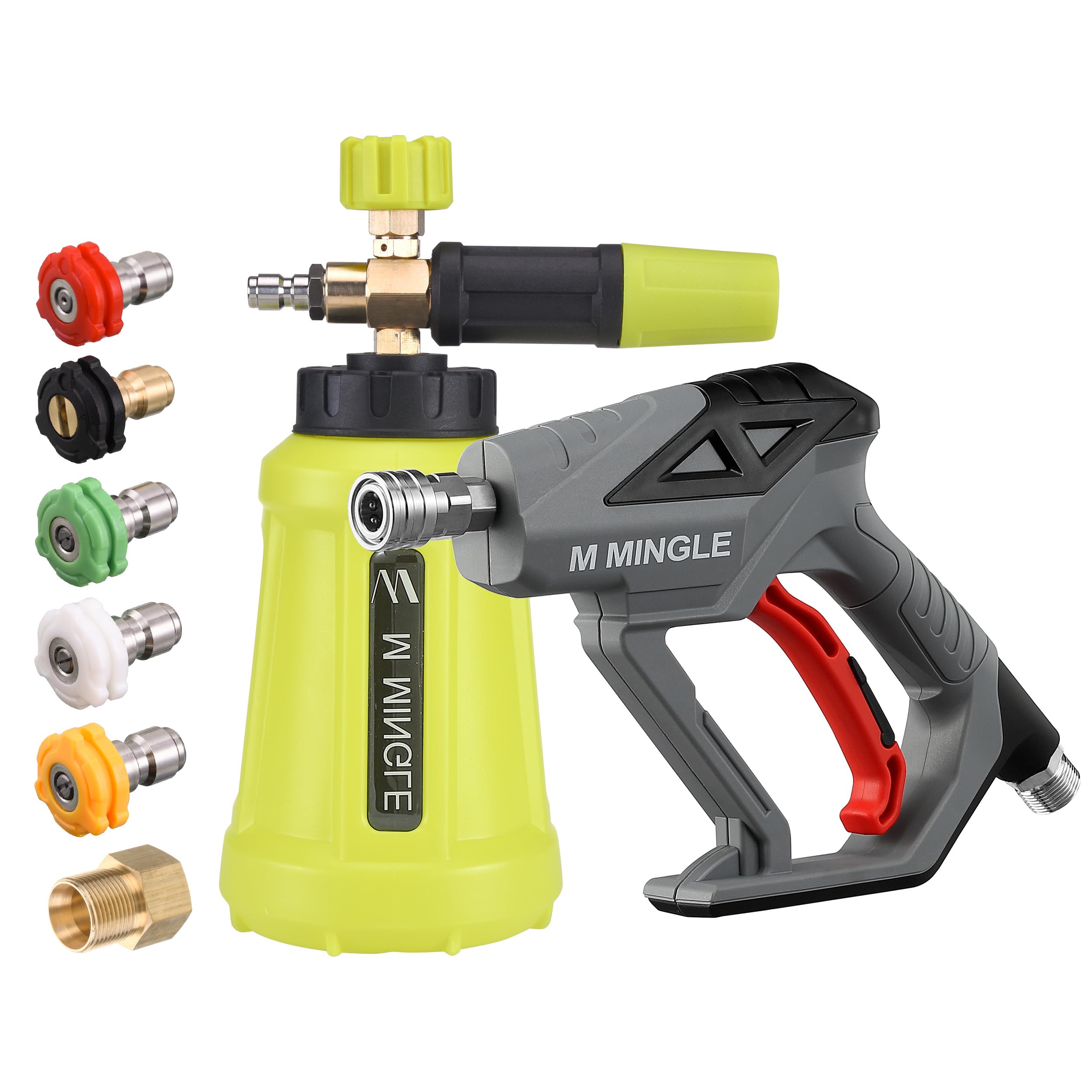 M MINGLE High Pressure Washer Gun Snow Foam Lance, 4000 PSI Cannon Foam Blaster Kit, 1 Liter