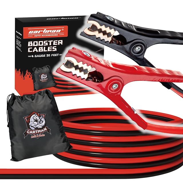 CARTMAN 4 Gauge 20 Feet Jumper Cables UL-Listed