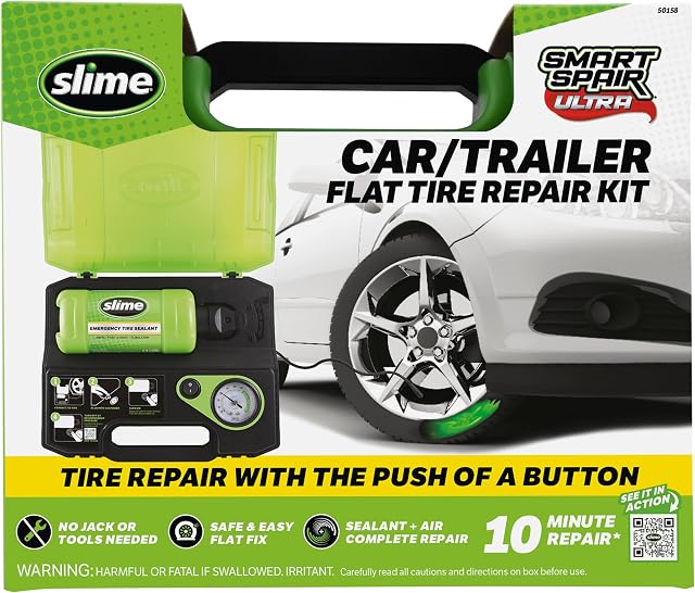 Slime 50158 Smart Spair Ultra Flat Tire Repair Kit