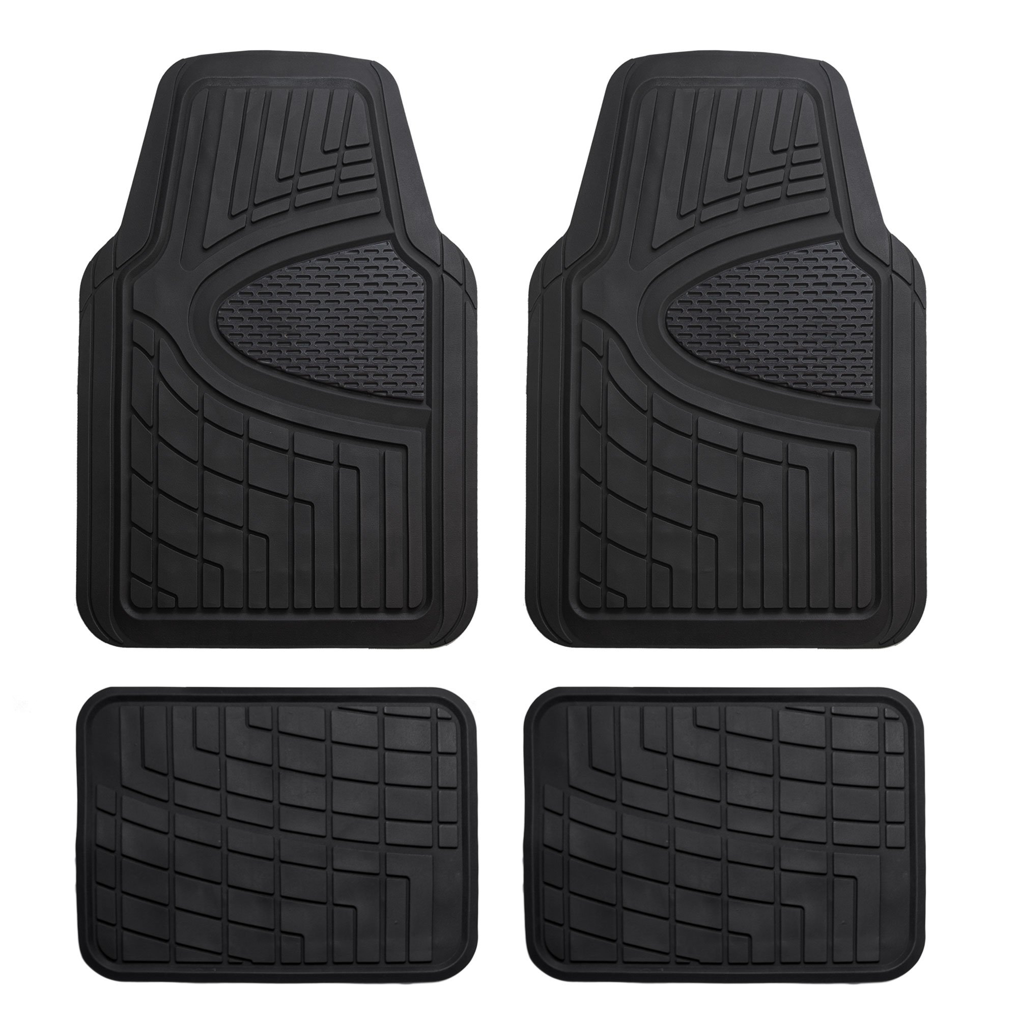 FH Group Automotive Floor Mats - Heavy-Duty Rubber, Universal Fit Full Set, Climaproof & Trimmable