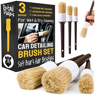 Detail Dudes Soft Boar Hair Car Detailing Brush Set (3-Pack)