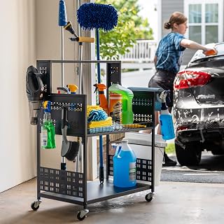 Teal Triangle Large Cleaning Caddy (3-Tier Rolling Cart)