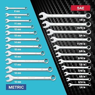 DURATECH Combination Wrench Set, SAE & Metric, 22-piece
