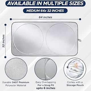 EcoNour Car Windshield Sunshade, Medium (64x32 Inches)