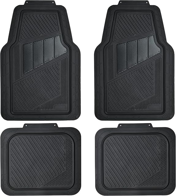 CAR PASS Heavy Duty Rubber Floor Mats 4-Piece Car Mat Set