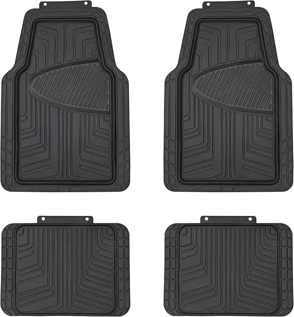 Amazon Basics 4-Piece Premium All-Season Anti-Slip Rubber Floor Mats