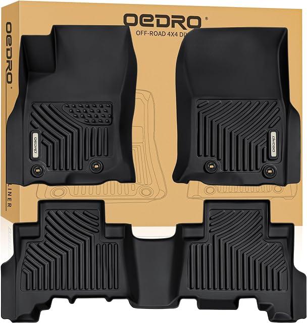 OEDRO Floor Mats for Toyota 4Runner 2013-2024 / Lexus GX460 2014-2023, TPE All-Weather 1st & 2nd Row Full Set