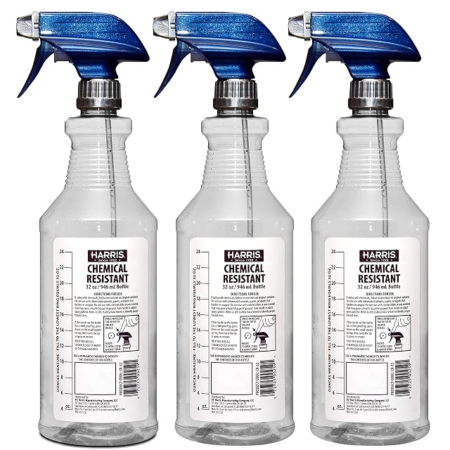 Harris Chemically Resistant Professional Empty Spray Bottles, 32 oz (3-Pack)
