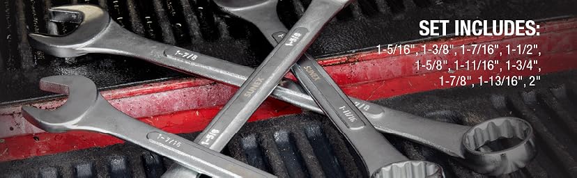 Sunex Tools Sunex 97010A SAE Raised Panel Jumbo Combination Wrench Set — image 4