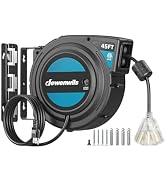 DEWENWILS Retractable Cord Reel, 60 FT Heavy Duty Extension Cord, 12AWG/3C SJTOW, 3 Grounded Outlets, 15A Circuit Breaker, Wall/Ceiling Mount — image 6