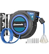 DEWENWILS Retractable Cord Reel, 60 FT Heavy Duty Extension Cord, 12AWG/3C SJTOW, 3 Grounded Outlets, 15A Circuit Breaker, Wall/Ceiling Mount — image 7