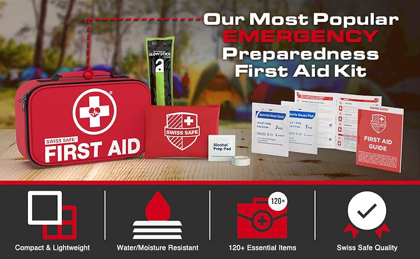 Swiss Safe 2-in-1 First Aid Kit (120 Piece + Bonus 32-Piece Mini Kit) — image 1