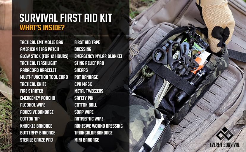 Everlit 250 Pieces Survival First Aid Kit IFAK EMT Molle Pouch — image 9