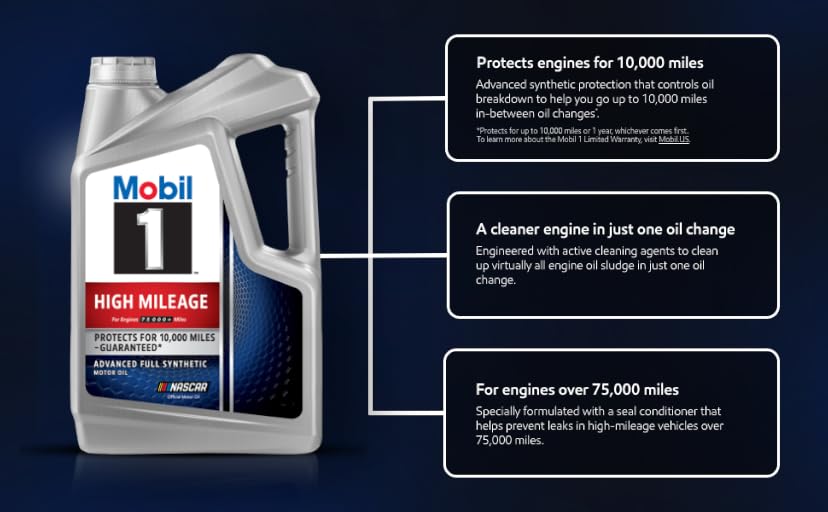 Mobil 1 High Mileage Full Synthetic Motor Oil 5W-30 — image 2