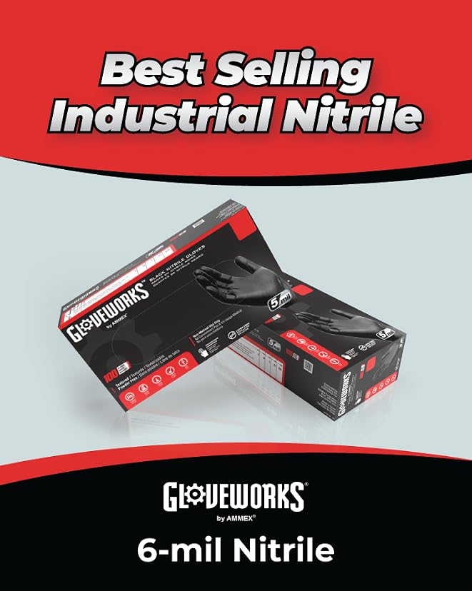 AMMEX Gloveworks HD Industrial Black Nitrile Gloves — image 5