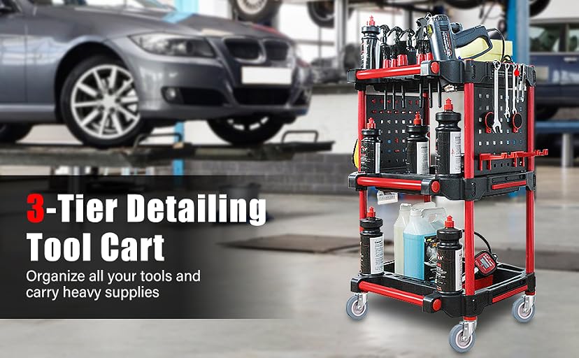 DWSFADA 3-Tier Car Detailing Cart with Wheels — image 10