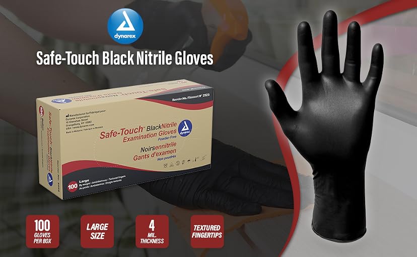 Dynarex Safe-Touch Black Nitrile Exam Gloves — image 2