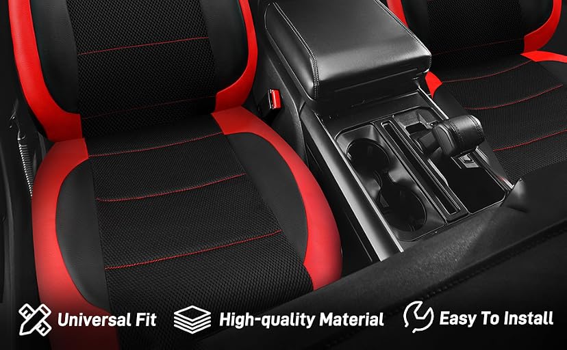 CAR PASS Universal Faux-Leather Car Seat Cover Sport Full Set — image 2