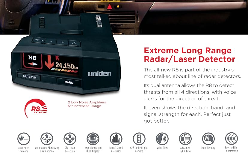 Uniden R8 Extreme Long-Range Radar/Laser Detector — image 4