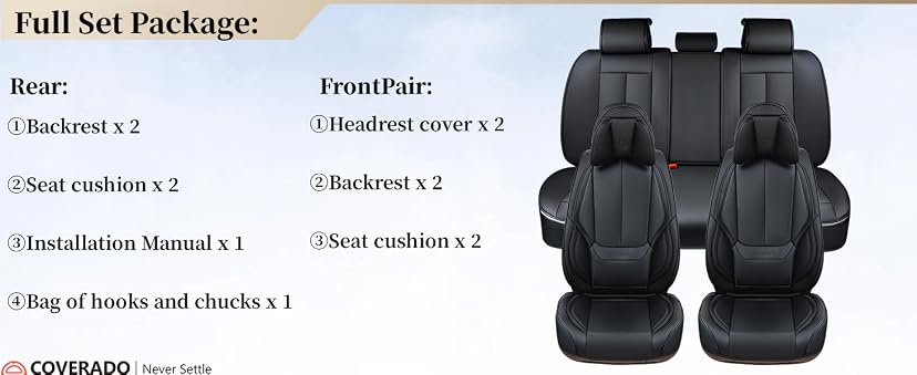 Coverado Car Seat Covers Nappa Leather Full Set — image 5