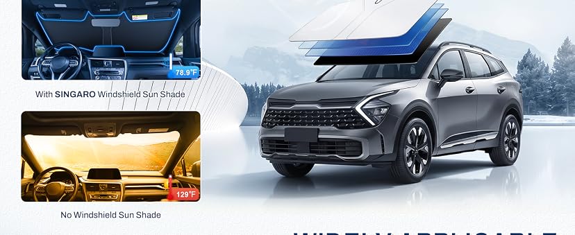 SINGARO 300T Universal Car Windshield Sun Shade — image 3