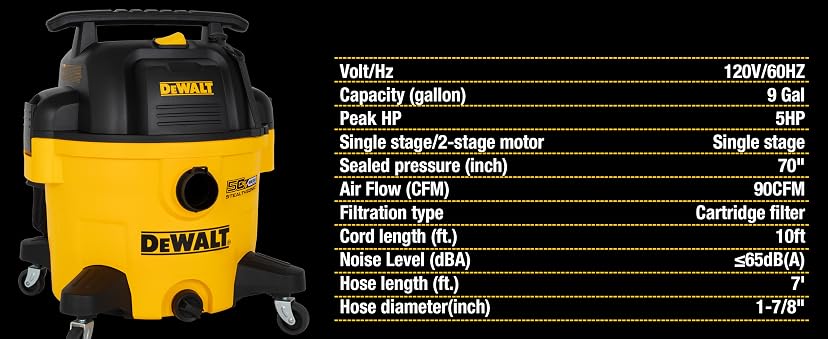 DEWALT 9 Gallon STEALTHSONIC Shop Vacuum Wet/Dry — image 5