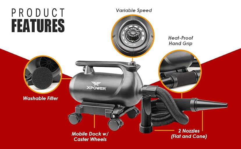 XPOWER A-16 Professional Car Dryer Blower with Mobile Dock — image 3