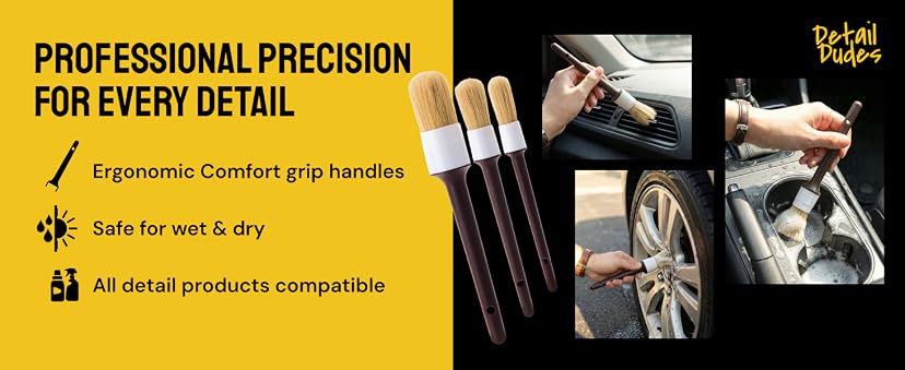 Detail Dudes Soft Boar Hair Car Detailing Brush Set (3-Pack) — image 10