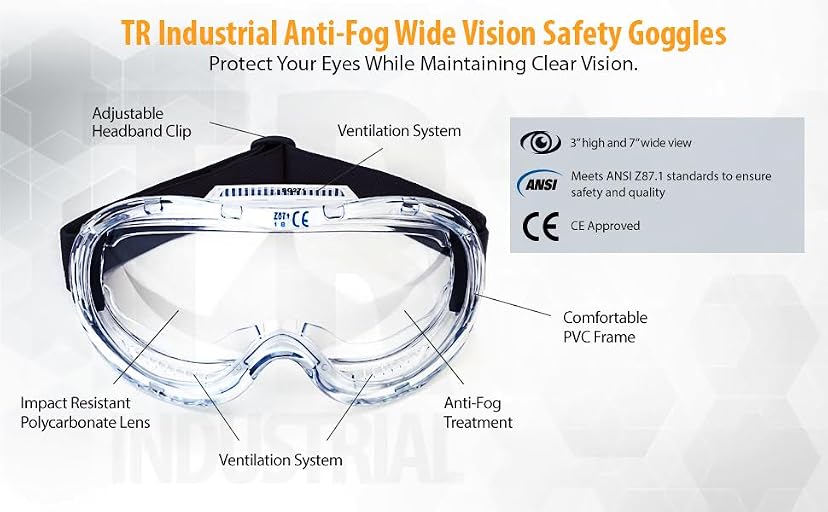 TR Industrial Anti-Fog Wide-Vision Lab Safety Goggle — image 1